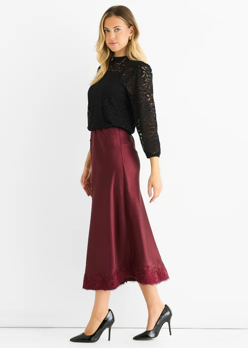 Gini London Black High Neck Jersey Lace Loose Fit Blouse - 10 Image 4