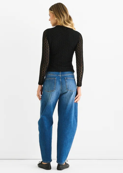 Gini London Black High Neck Jersey Lace Long Sleeves Top - 16 Image 2