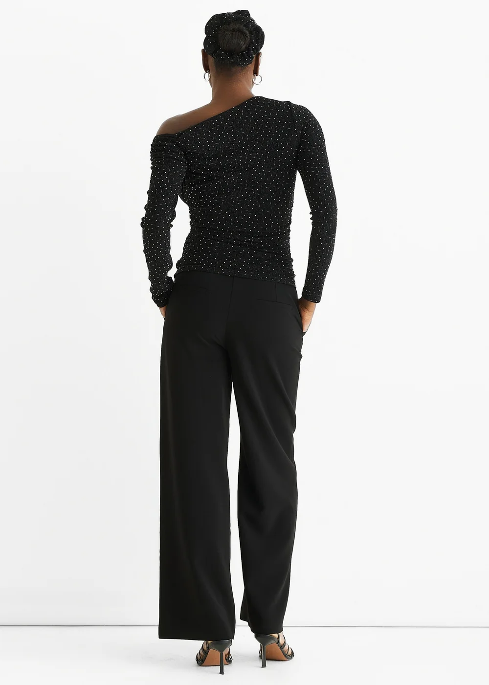 Gini London Black Diamante Slash Neck Top - 8 Image 2