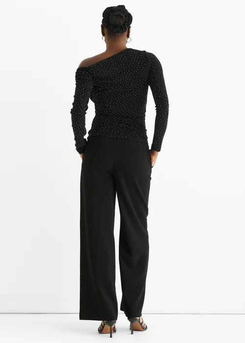 Gini London Black Diamante Slash Neck Top - 8 Image 2