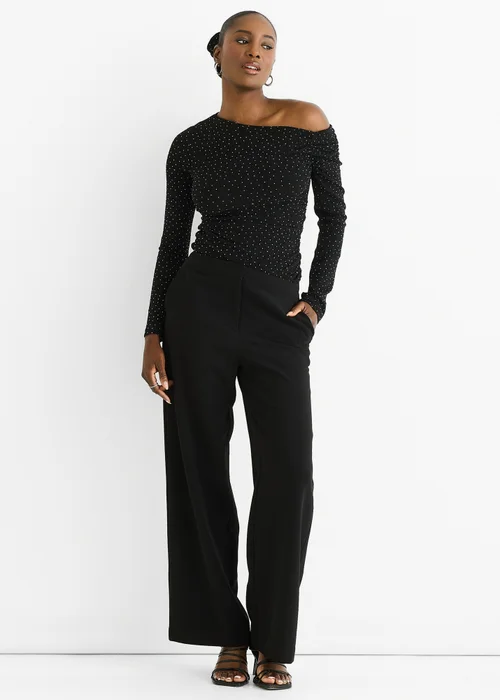 Gini London Black Diamante Slash Neck Top - 8 Image 4