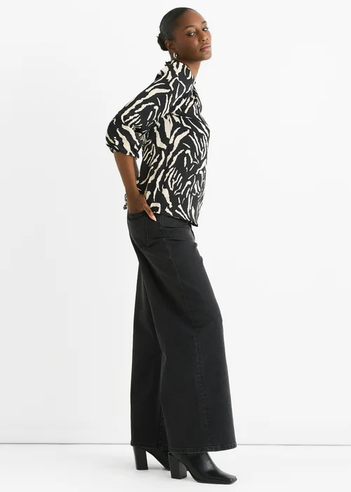 Gini London Black Animal High Neck Satin Blouse - 12 Image 4