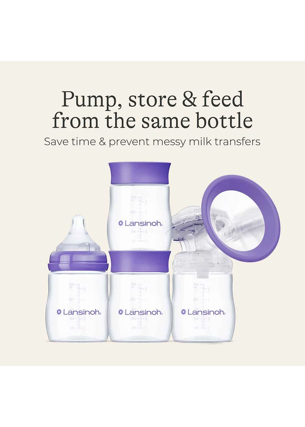 Lansinoh Clear Plastic Milk Storage Bottles 4 Pack - One Size Image 5