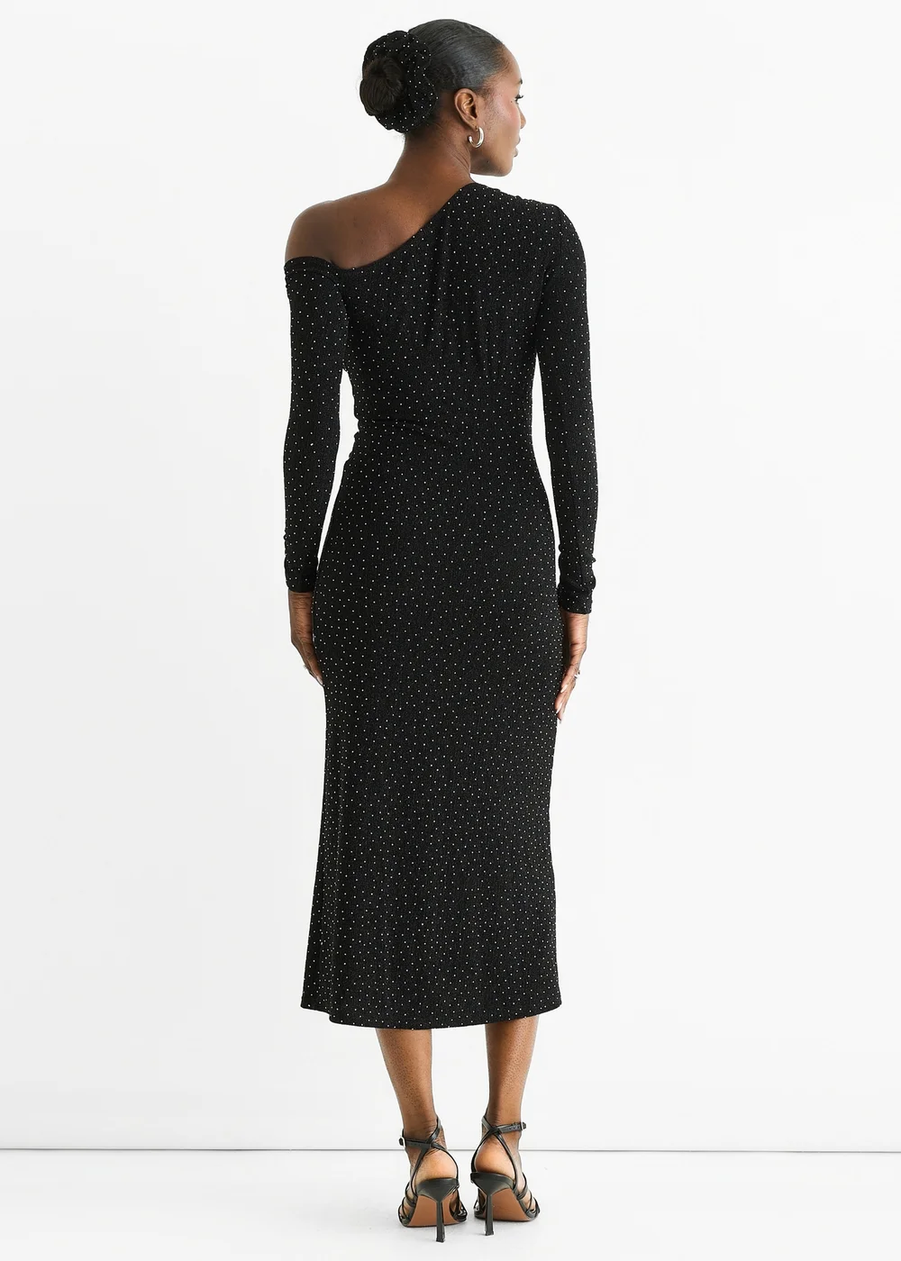 Gini London Black Hot Fix Studded Jersey Midi Dress - 14 Image 2