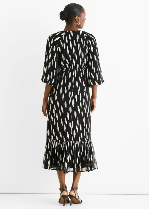 Gini London Black Viscose Clipped Balloon Sleeve Midi Dress - 14 Image 2