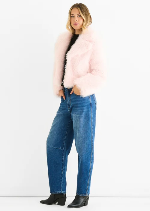 Gini London Pink Faux Fur Lapel Short jacket - M/L Image 4