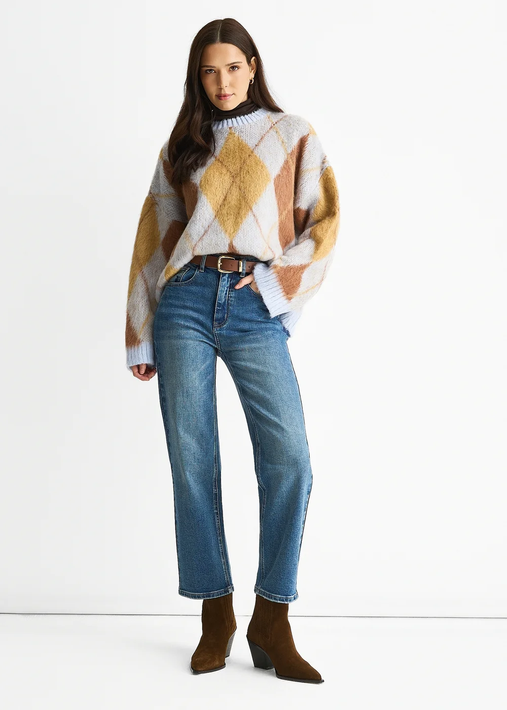Gini London Denim Blue Mid Rise Straight Leg Jeans - 14 Image 1