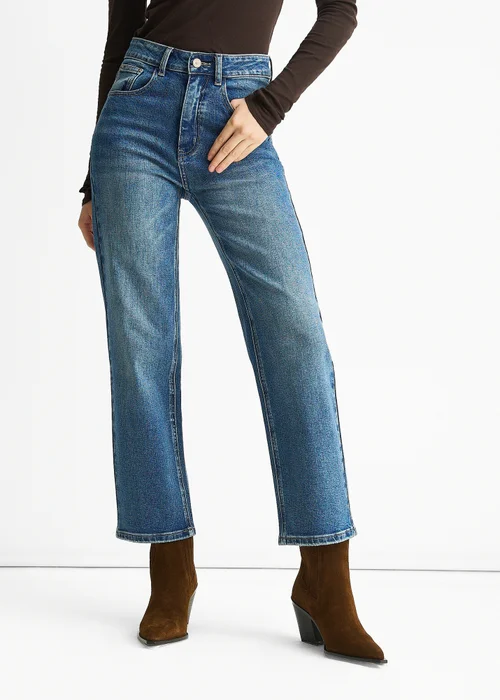 Gini London Denim Blue Mid Rise Straight Leg Jeans - 14 Image 3
