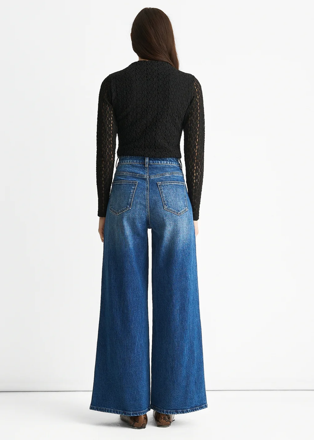 Gini London Denim Blue Mid Rise Wide Leg Jeans - 14 Image 2