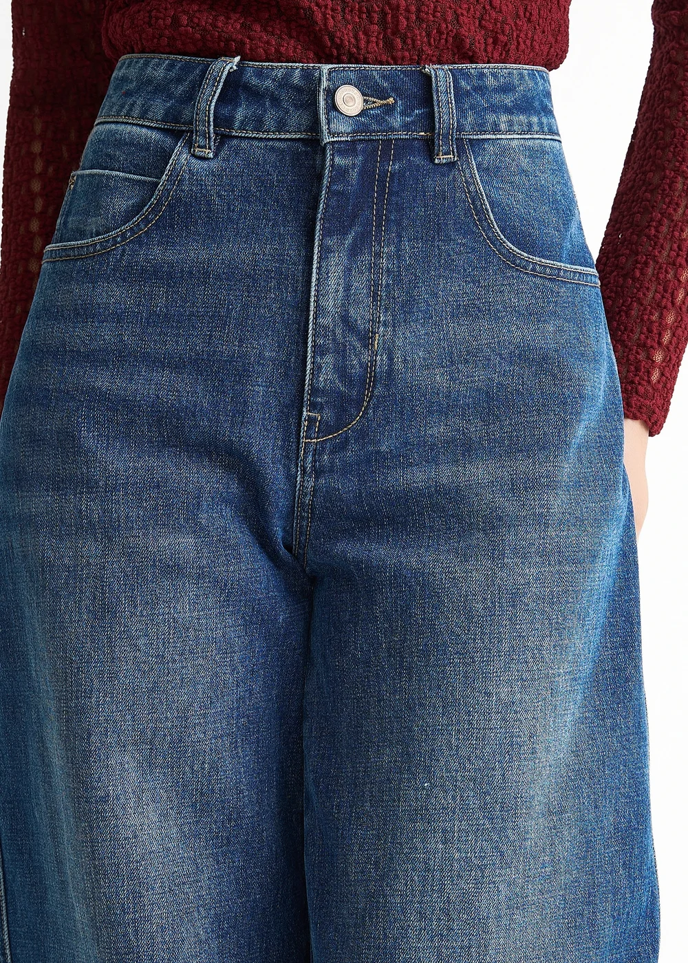 Gini London Denim Blue Mid Rise Barrel Leg Jeans - 16 Image 3