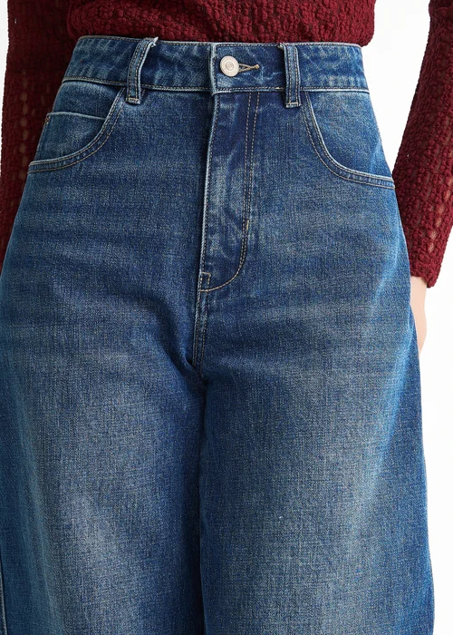 Gini London Denim Blue Mid Rise Barrel Leg Jeans - 16 Image 3