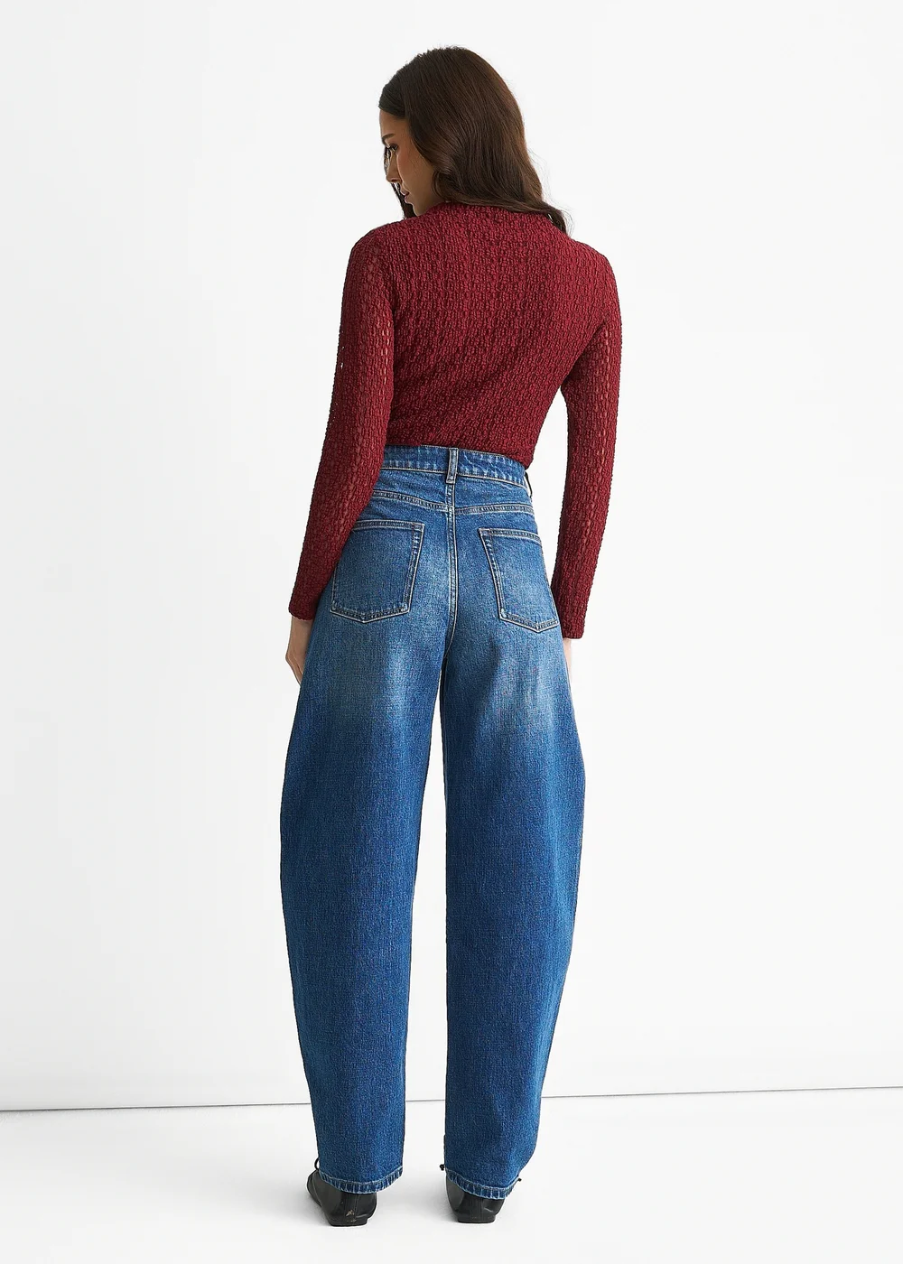 Gini London Denim Blue Mid Rise Barrel Leg Jeans - 16 Image 2