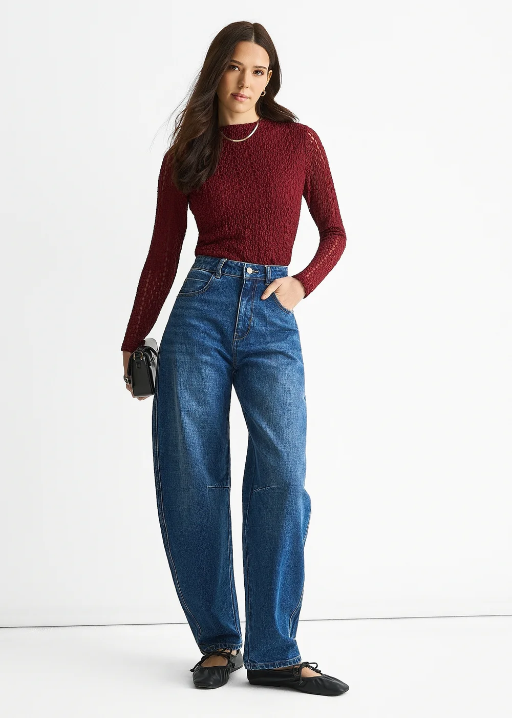 Gini London Denim Blue Mid Rise Barrel Leg Jeans - 16 Image 1
