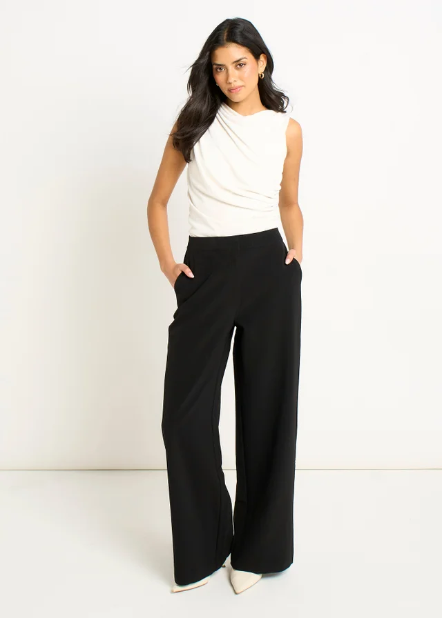 Gini London Black Wide Leg Tailoring Trousers