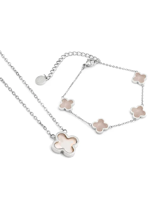 Say It With Silver Rose Quartz Crystal Clover Gift Set - One Size Image 1