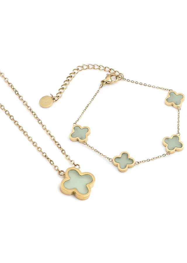 Say It With Yellow Gold Jade Crystal Clover Gift Set