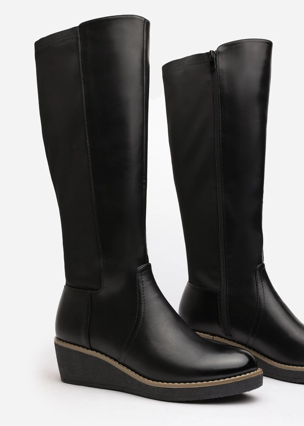Where's That From Journey Black Knee High Wedge Boot - 7 Image 3