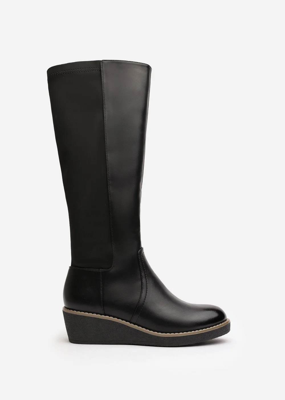 Where's That From Journey Black Knee High Wedge Boot - 7 Image 2
