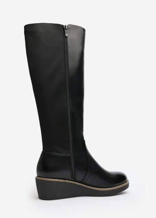 Where's That From Journey Black Knee High Wedge Boot - 7 Image 5
