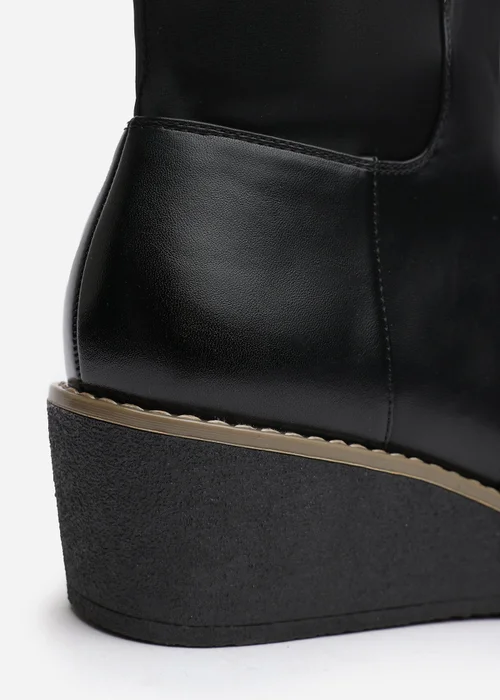 Where's That From Journey Black Knee High Wedge Boot - 7 Image 4