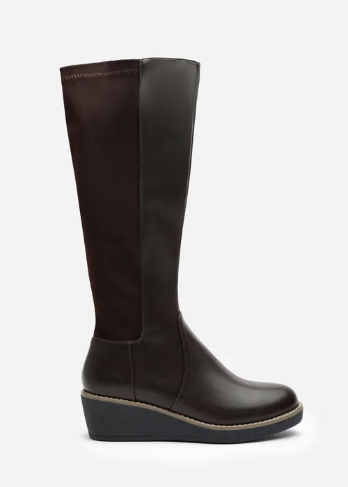 Where's That From Journey Brown Knee High Wedge Boot - 6 Image 1