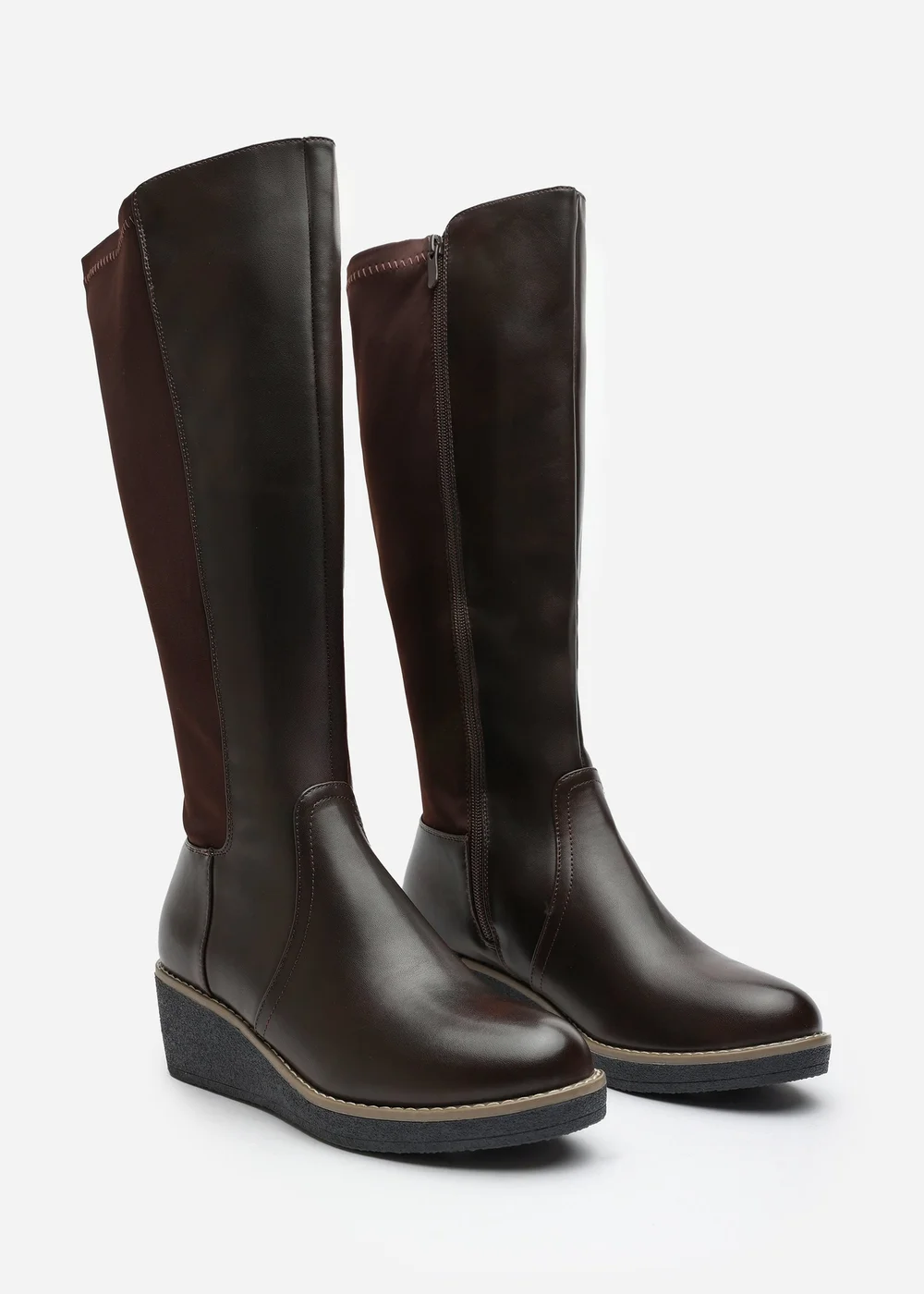 Where's That From Journey Brown Knee High Wedge Boot - 6 Image 3