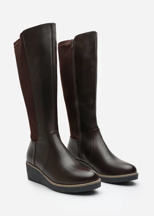Where's That From Journey Brown Knee High Wedge Boot - 6 Image 3