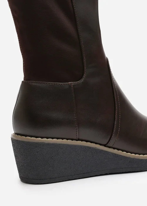 Where's That From Journey Brown Knee High Wedge Boot - 6 Image 5