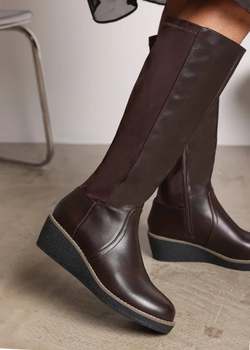 Where's That From Journey Brown Knee High Wedge Boot - 6 Image 6