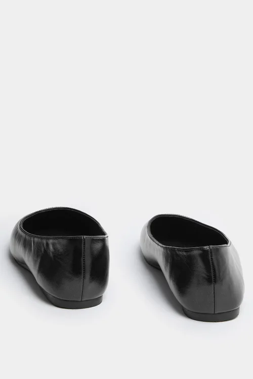 Yours Black Faux Leather Square Toe Ballet Pumps In Extra Wide Fit - 5 Extra Wide Image 5