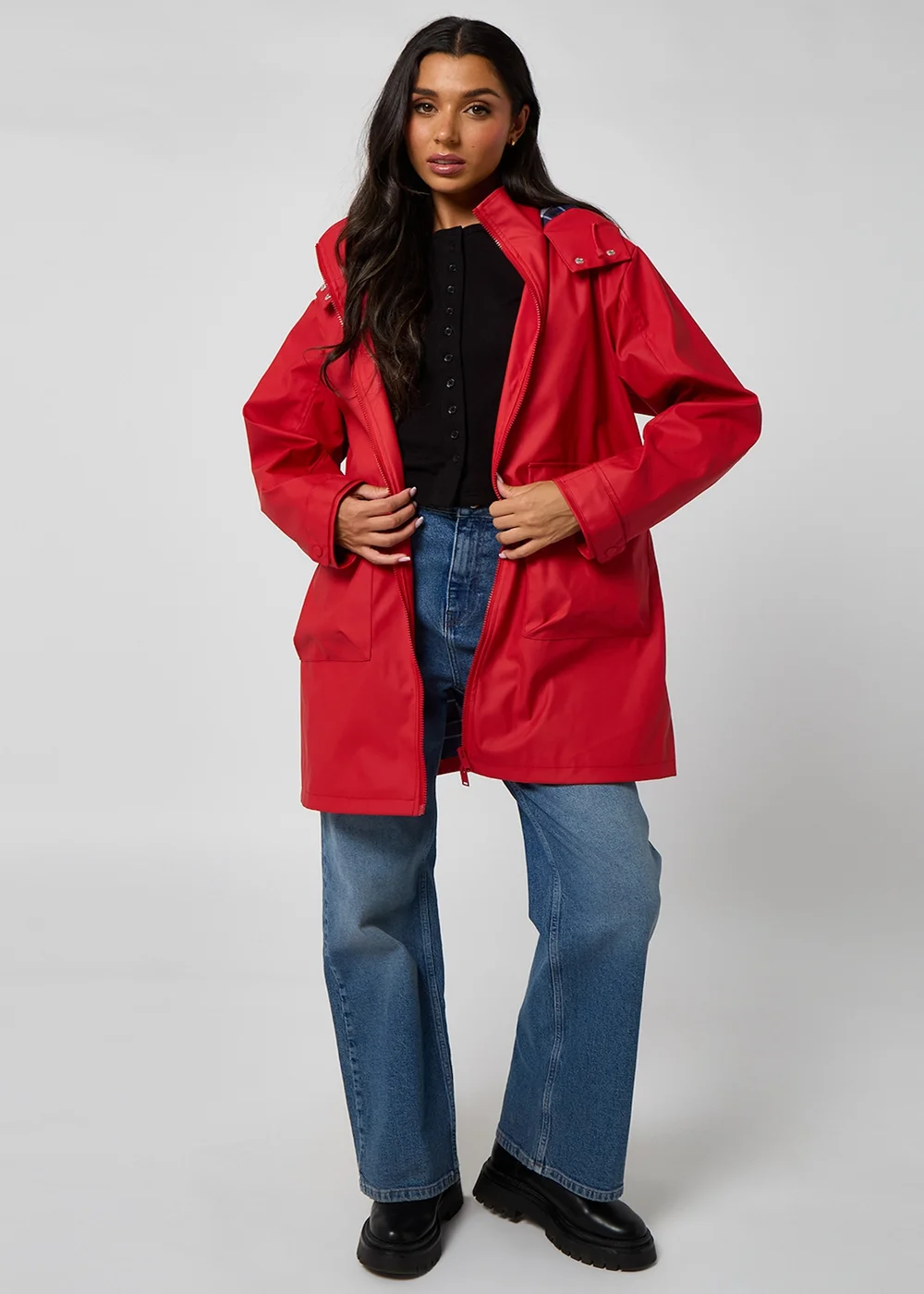 Urban Bliss Red Rubberised Raincoat - 8 Image 2