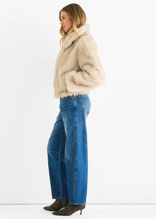 Gini London Beige Premium Ombre Faux Fur Jacket - M/L Image 4