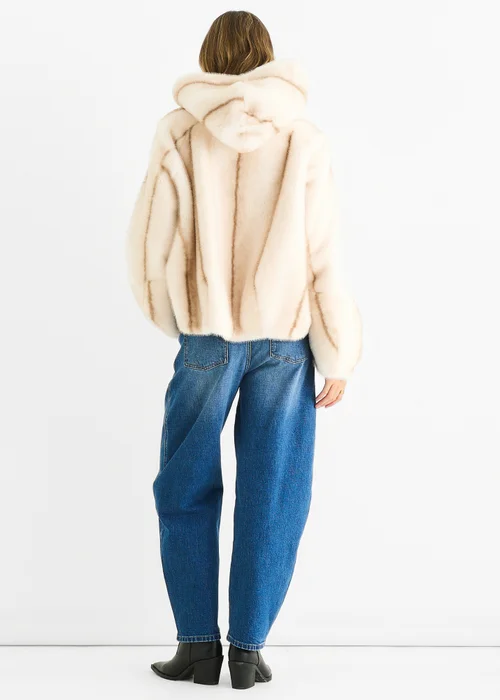 Gini London Cream Ombre Hooded Faux Fur Jacket - L/XL Image 2
