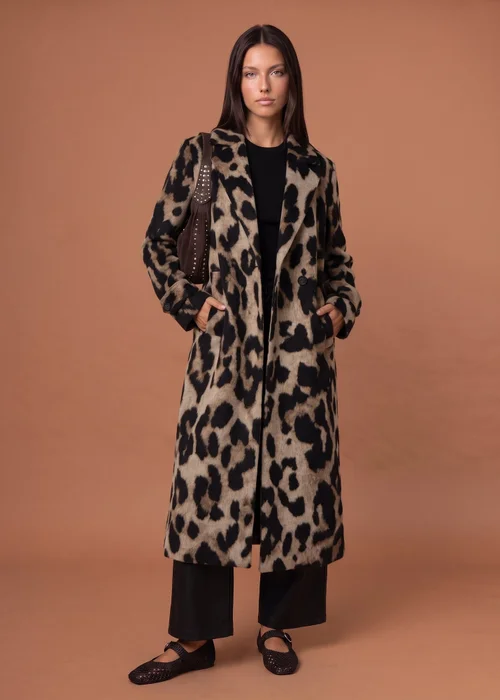 Urban Bliss Brown Longline Leopard Formal Coat - 12 Image 1