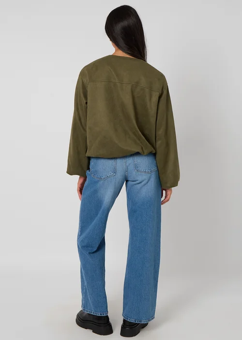 Urban Bliss Khaki Suede Bubble Hem Jacket - 12 Image 4