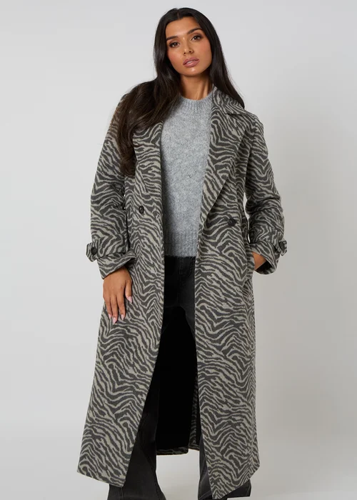Urban Bliss Grey Longline Zebra Formal Coat - 8 Image 3