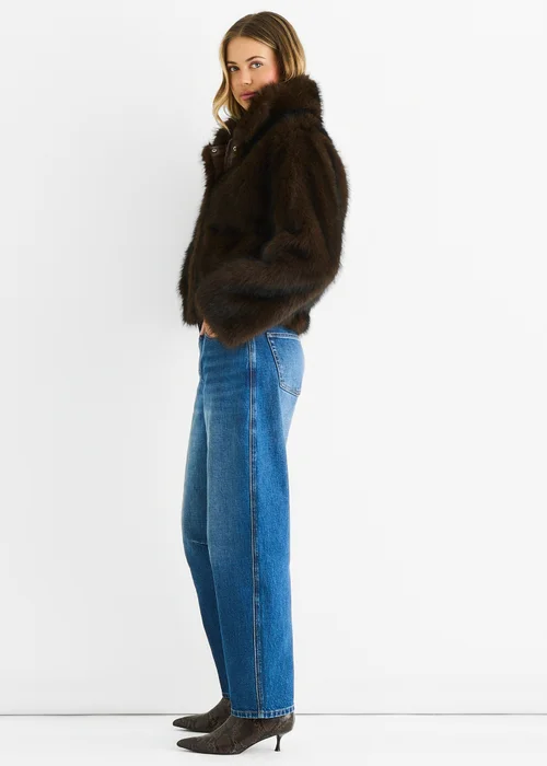 Gini London Coffee Premium Ombre Faux Fur Jacket - M/L Image 4