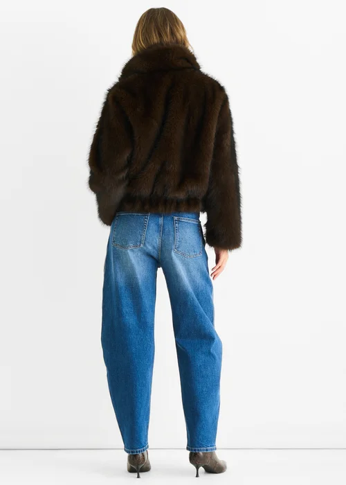 Gini London Coffee Premium Ombre Faux Fur Jacket - M/L Image 2