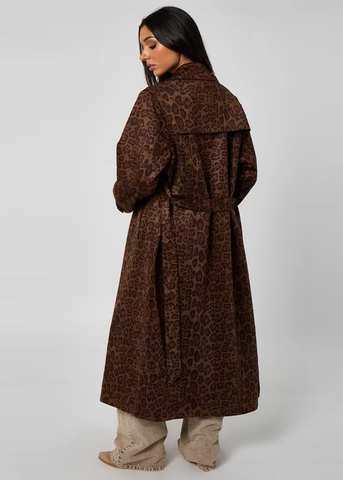 Urban Bliss Brown Leopard Suede Trench Coat - 12 Image 4