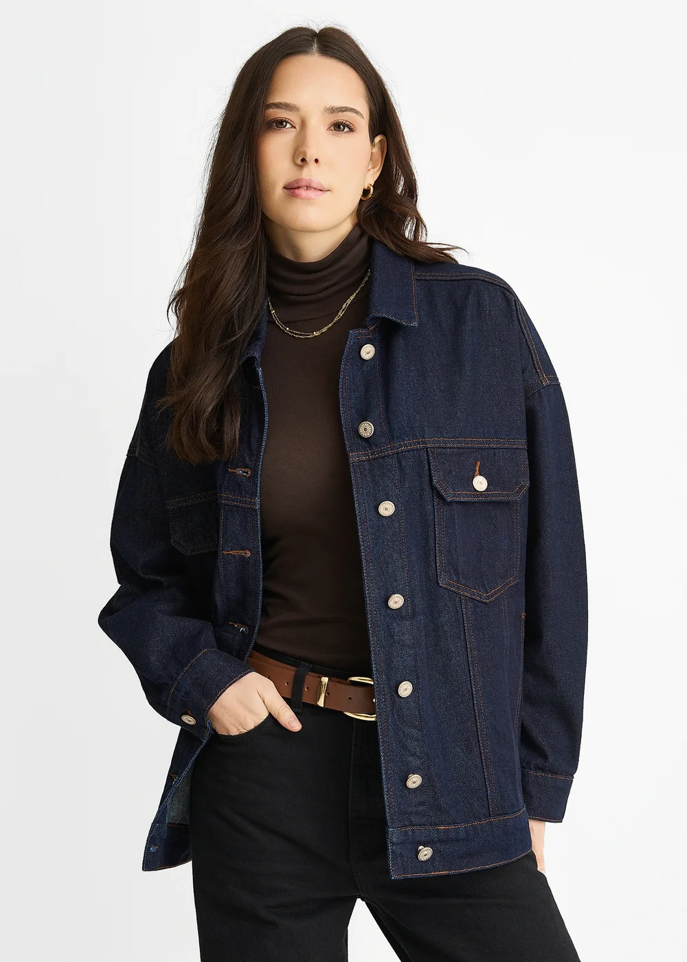 Gini London Dark Indigo Denim Trucker Jacket - 10 Image 3