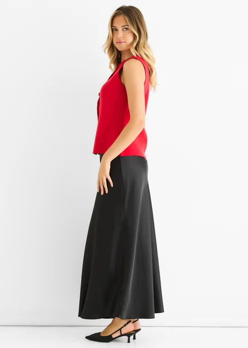 Gini London Cherry Red Button Front Compact Knit Waistcoat - L/XL Image 4