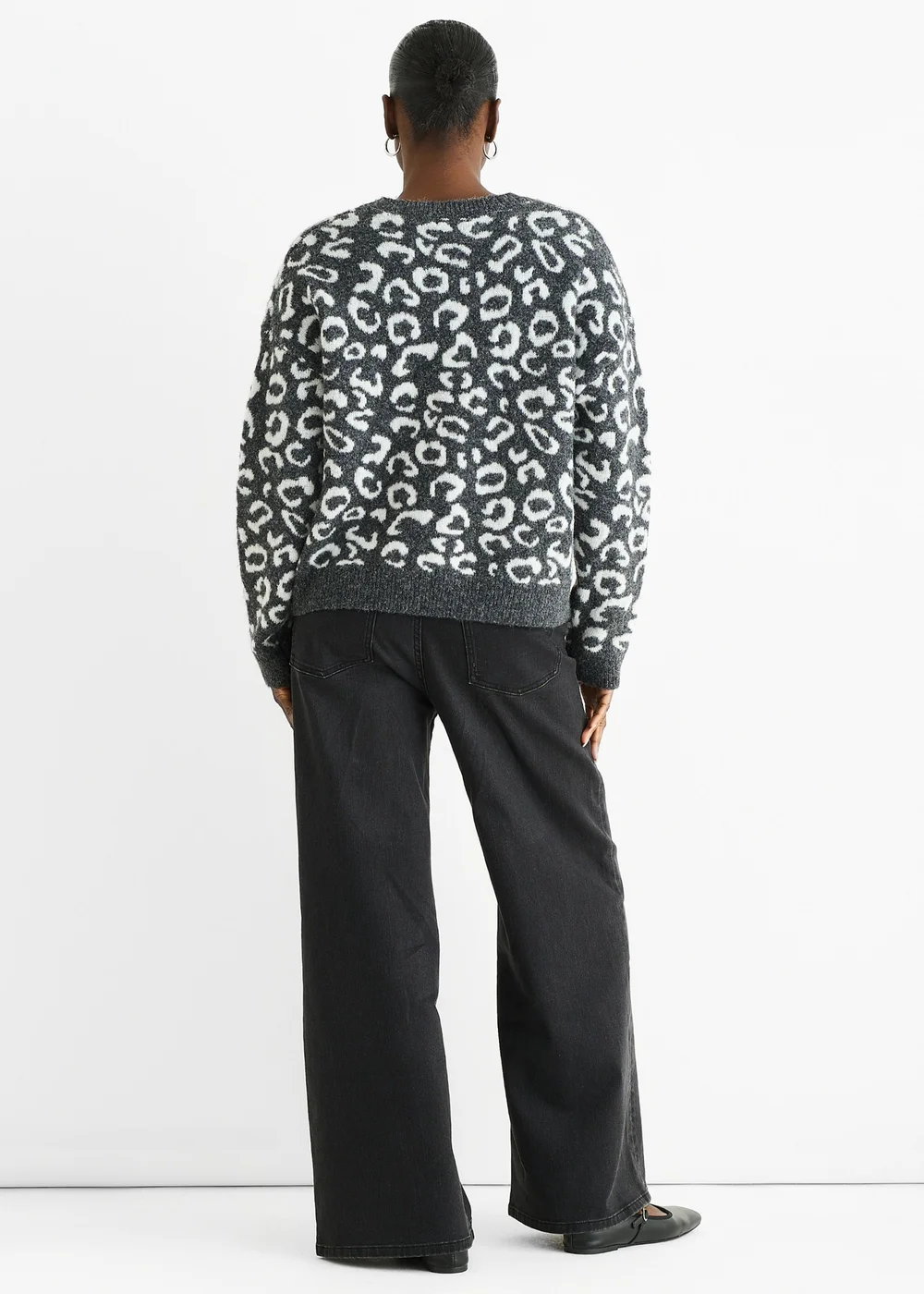 Gini London Grey Animal Pattern loose Fit Knit Jumper - L/XL Image 2