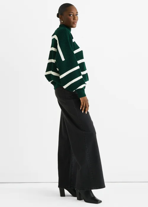 Gini London Green Chunky Knit High Neck Jumper - M/L Image 4