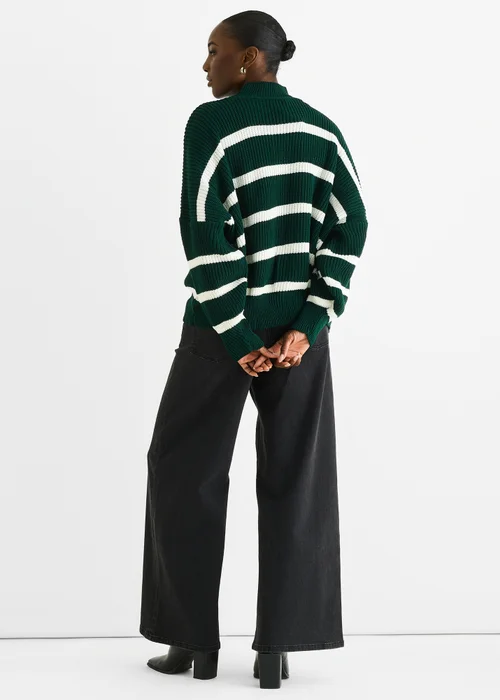 Gini London Green Chunky Knit High Neck Jumper - M/L Image 2