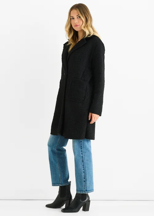 Gini London Black Shearling Mid Length Double Breasted Jacket - M/L Image 4