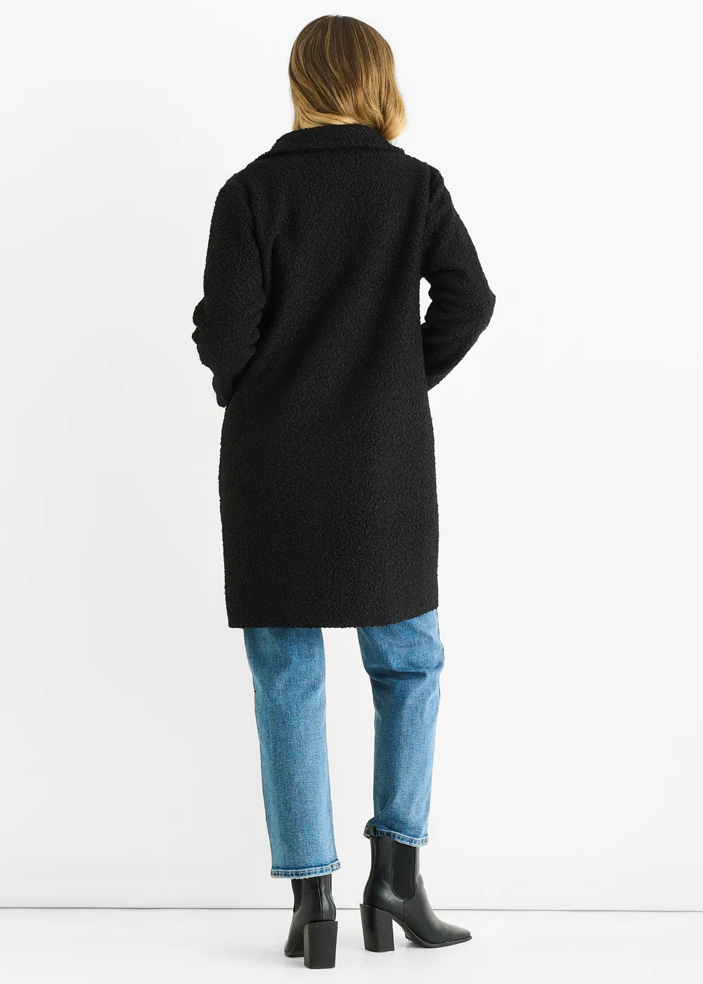 Gini London Black Shearling Mid Length Double Breasted Jacket - M/L Image 2