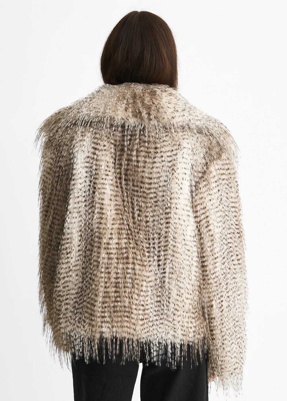 Gini London Brown Snow Leopard Faux Fur Short Jacket - M/L Image 2