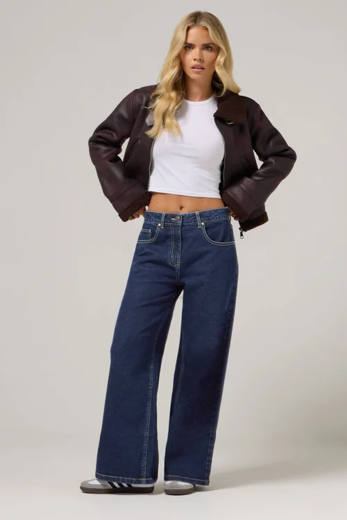 PixieGirl Petite Dark Blue Wide Leg Jeans - 6 Image 1