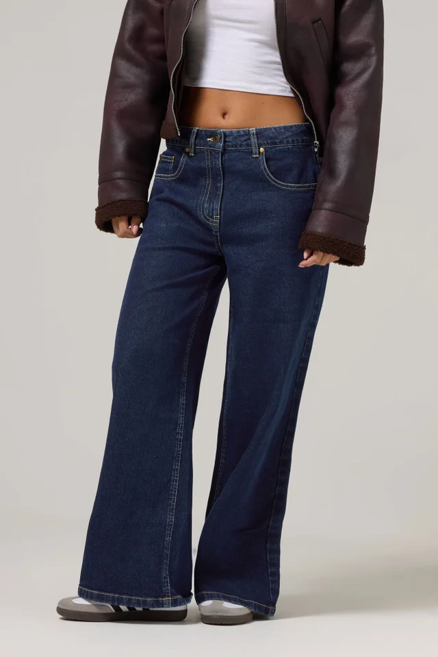 PixieGirl Petite Dark Blue Wide Leg Jeans