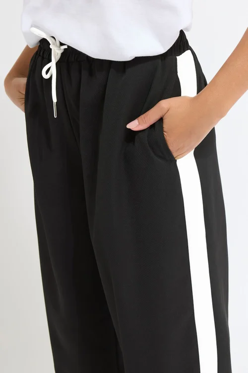 PixieGirl Petite Black Striped Wide Leg Trousers - 8 Image 4